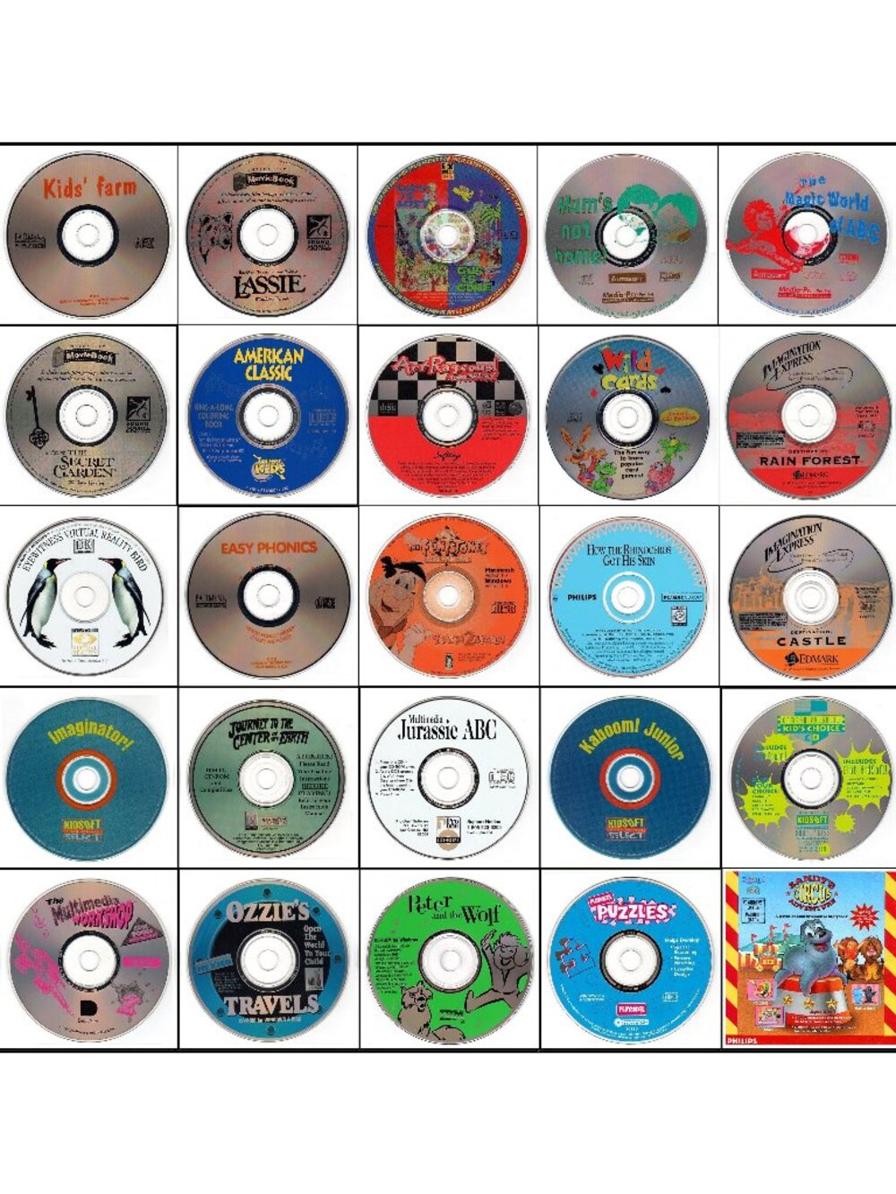 25 CD-ROM Kids Lot #2 (1994-1995) Vintage NEW or Like NEW CD's in Sleeves